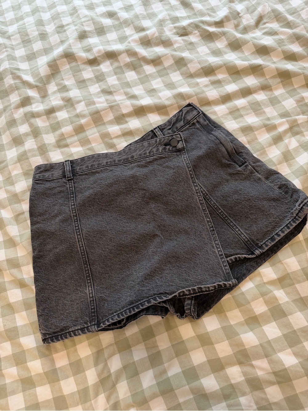 Casual Washed Black Denim Skort Shorts